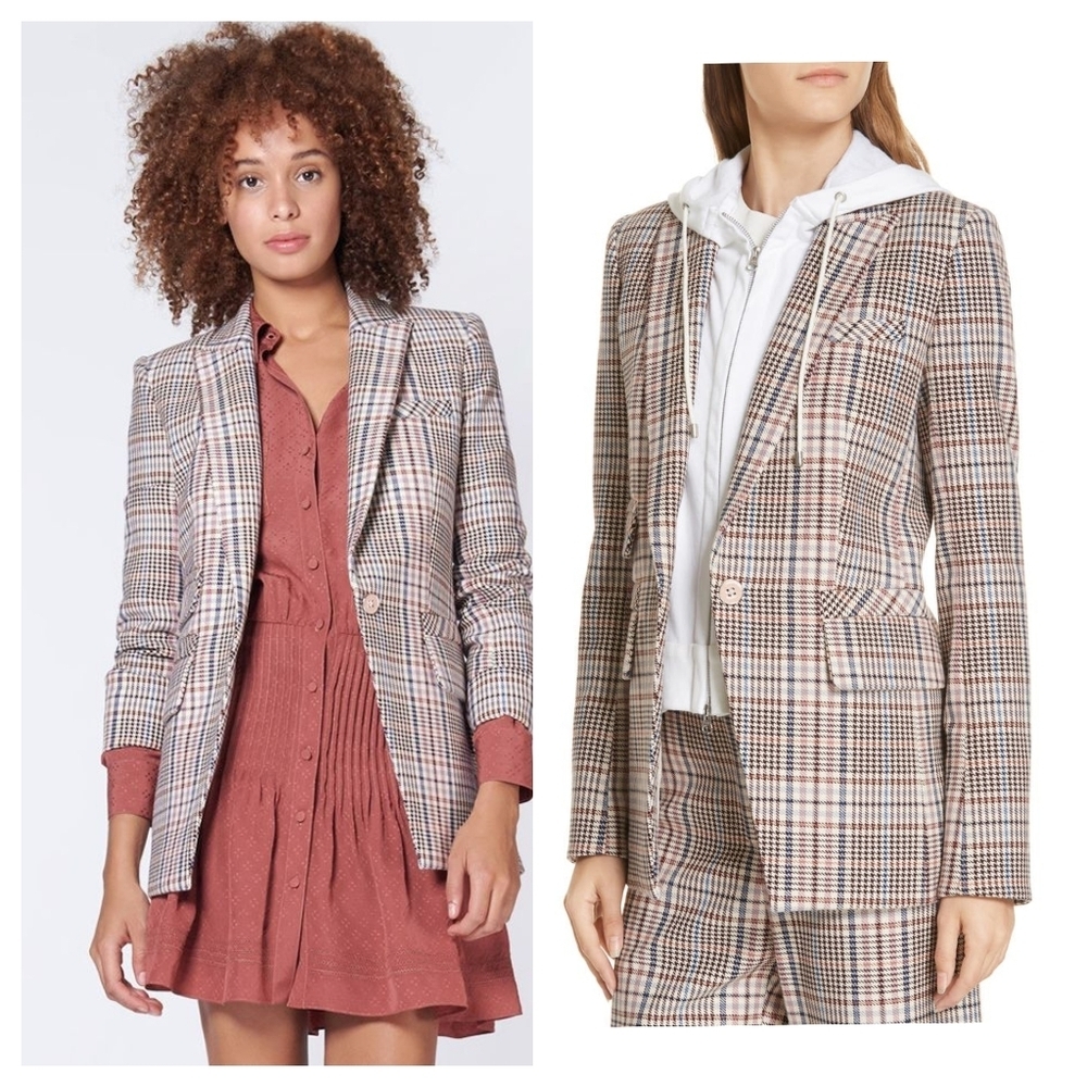 Veronica Beard Plaid Blazer in Brown & Tan